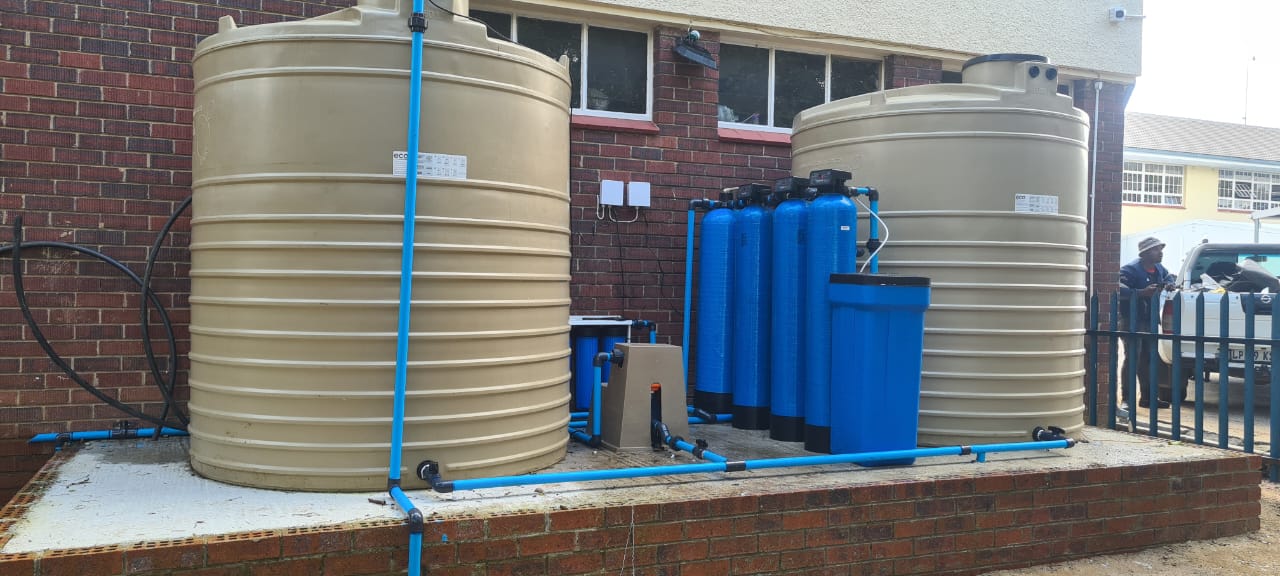 Commercial water storage and filtration at a Johannesburg site
